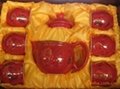 7头红双喜双层杯精品陶瓷茶具 1