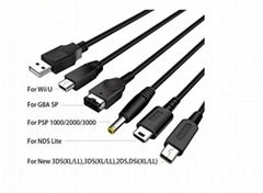 5 in 1 USB Charging Cable Charger For Nintendo GBA SP For WII U 3DS NDSL XL DSI 