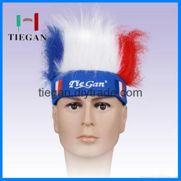 france sports fan wig with headband  3