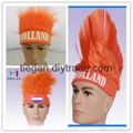 coloured ball game fan wig multicolour Synthetic soccer sports wigs