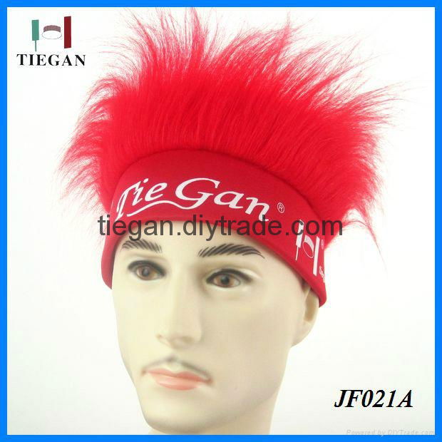 coloured ball game fan wig multicolour Synthetic soccer sports wigs 2