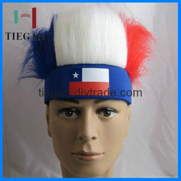 coloured ball game fan wig multicolour Synthetic soccer sports wigs 3
