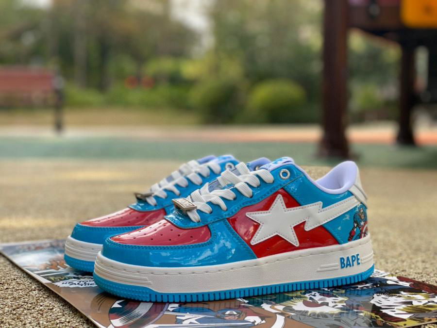 Marvel x Bape STA Sneakers Captain America Shoes Fashion Board Shoes Gift