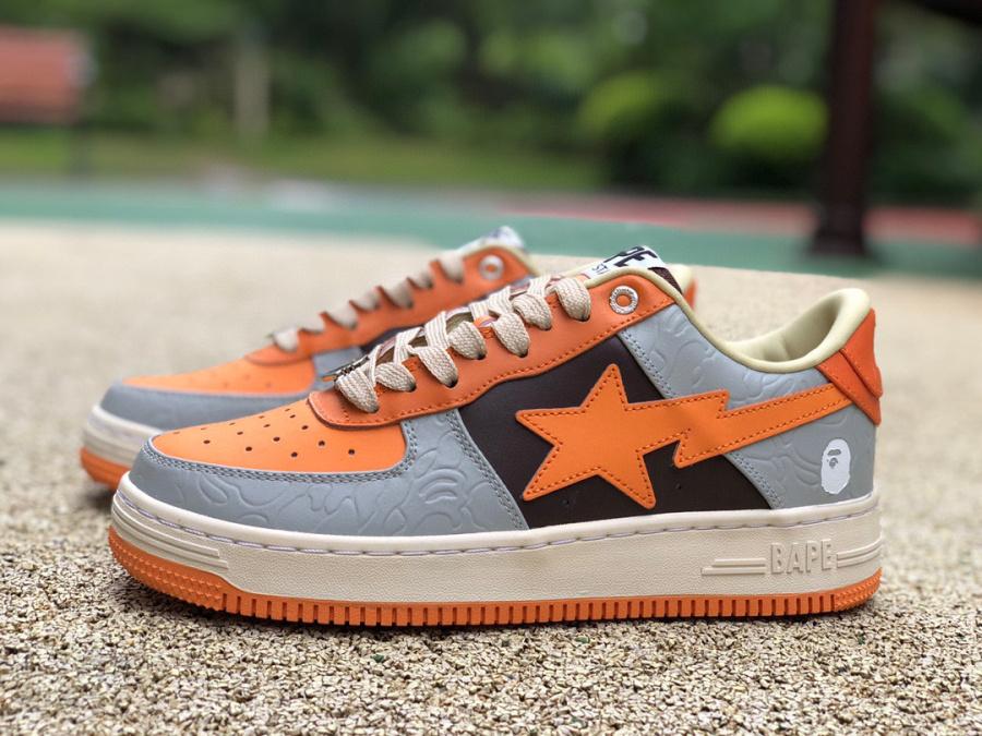 A Bathing Ape Sports Shoes BAPE STA SK8 Board Shoes Grey Orange Bape Shoes Gifts