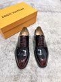 Classic LV Leather Shoes Burgundy Men's Louis Vuitton Formal Shoes for Business