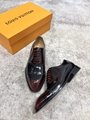 Classic LV Leather Shoes Burgundy Men's Louis Vuitton Formal Shoes for Business