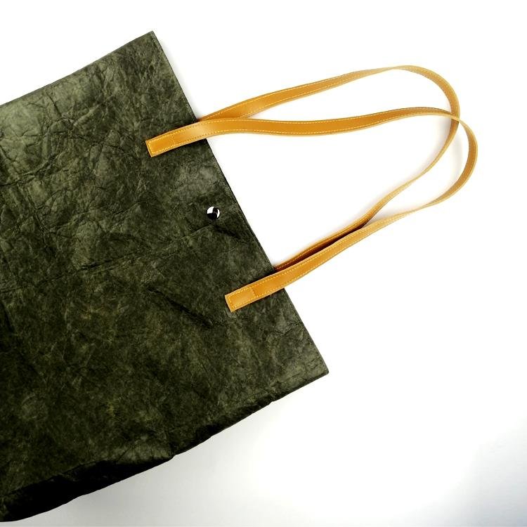 水洗纯色杜邦纸手提袋 环保可折叠购物袋 便携式简约休闲杜邦纸袋 3