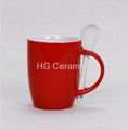 red color mug with spoon