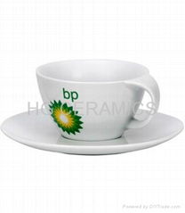 Cappuccino cup and saucer,  twist handle