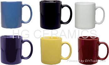  white mug with color rim&handle ,two tone mug 2