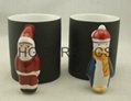 Santa Claus Handle color change mug , Penguin handle color change mug 