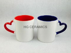 11oz  heart handle mug , inner & handle color 