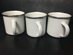 8cm Sublimation enamel cup , silver rim 