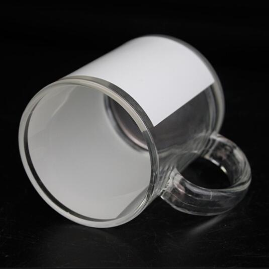 11oz Sublimation clear glass mug  with white patch