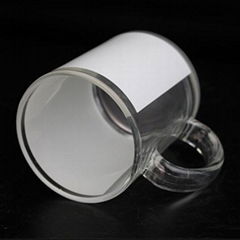 11oz Sublimation clear glass mug  with white patch