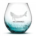 Ice Flower  Wine Glass   Blue Color