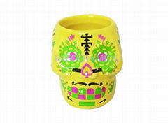 Ceramic Skull mug ,Yellow color 