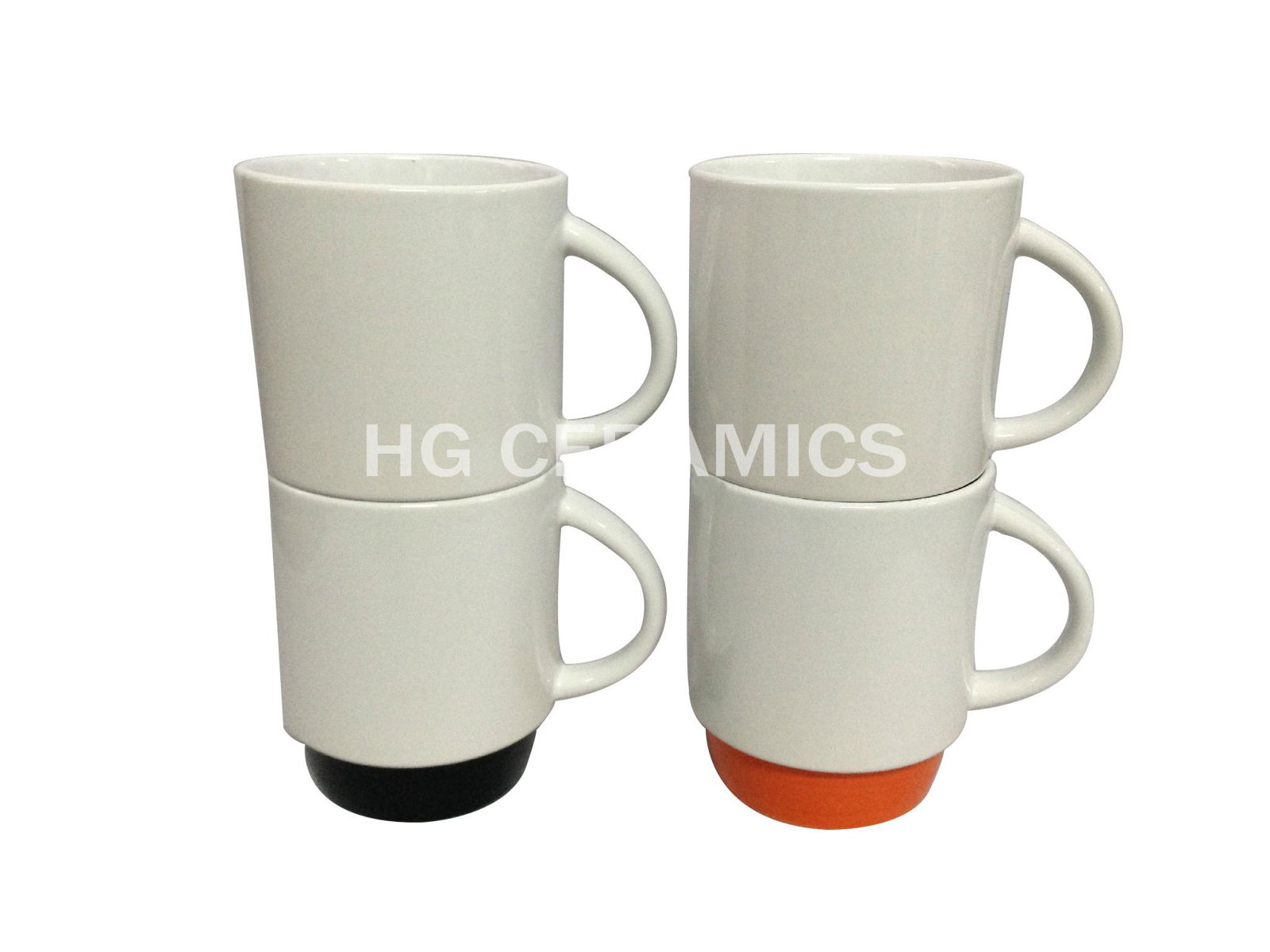 Stackable mug with color bottom 
