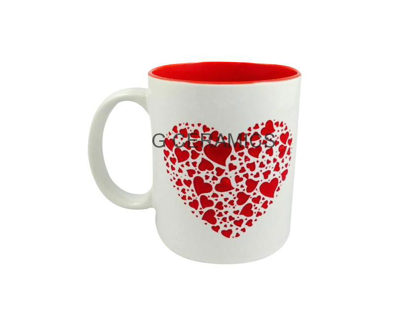 11oz  mug  with red color   laser logo  