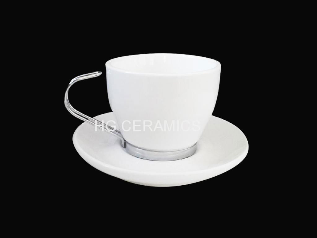coffee mug with stainless steel  hand and bottom  2