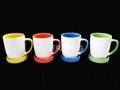 350ml Ceramic mug with coaster, ceramic mug with lid 