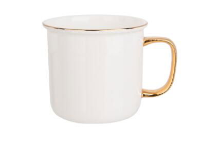 Gold rim handle ceramic enamel cup 