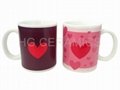 Heart logo change mug mug ,. procelain color change mug , magic mug 