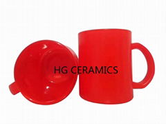 Fluorescence Red color glass mug  