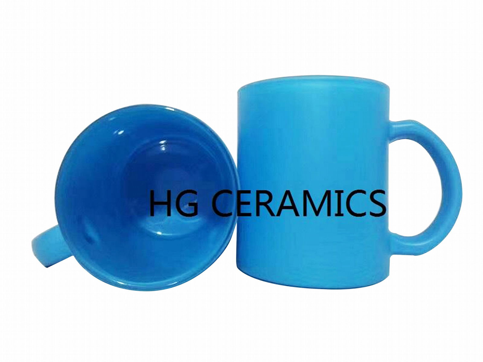 Fluorescence Blue color glass mug  