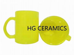 Fluorescence Yellow color glass mug  