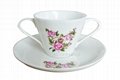 fine bone china double handle mug  with saucer 