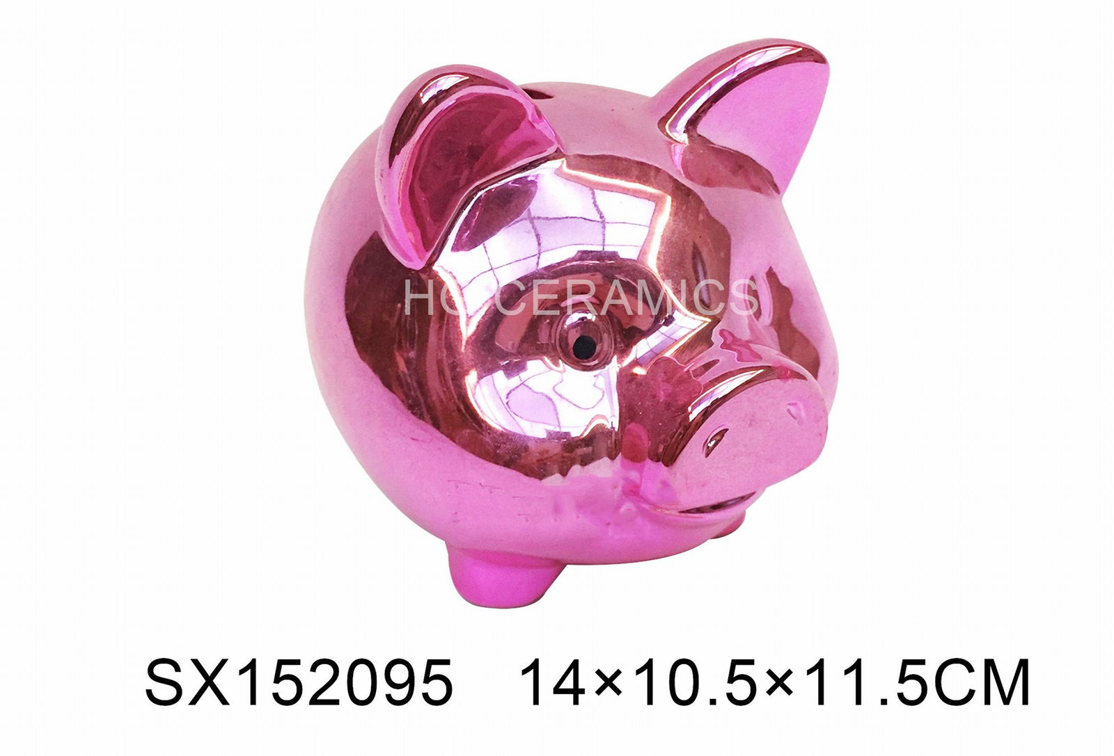  Pig coin bank  ,  Metallic pink color 