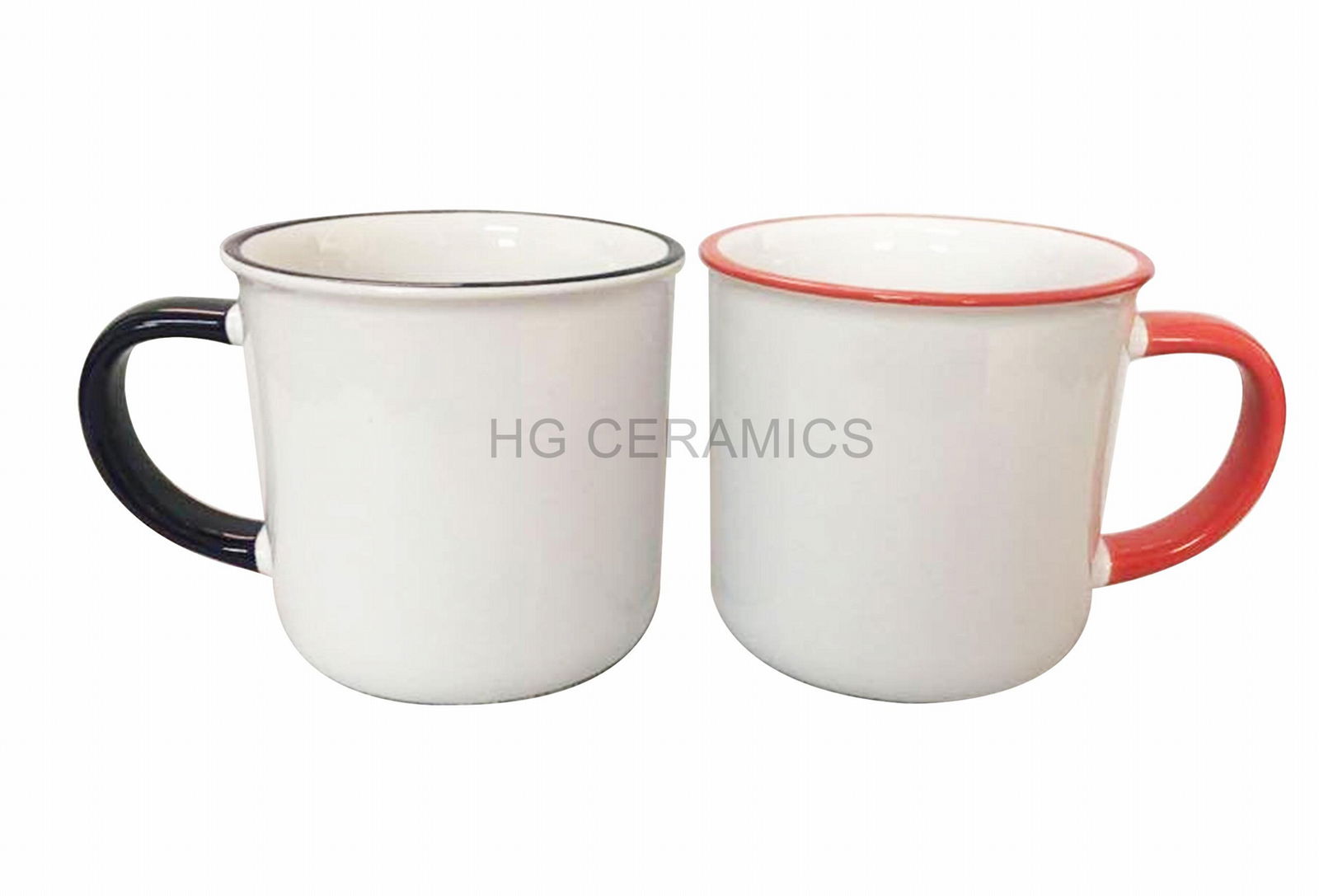 11oz Sublimation ceramic enamel cup , color rim and handle 