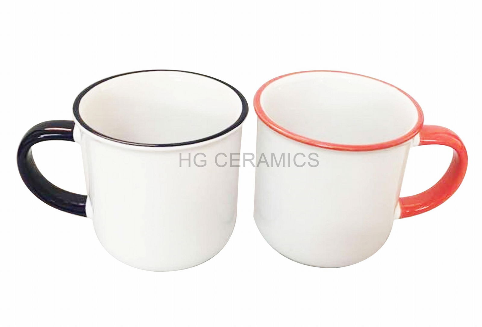 11oz Sublimation ceramic enamel cup , color rim and handle  2