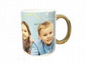 11oz Sublimation white mug with gold /silver handle 