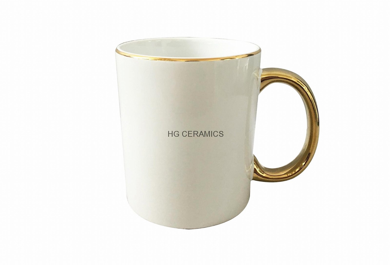 11oz Sublimation  rim &handle gold color mug  