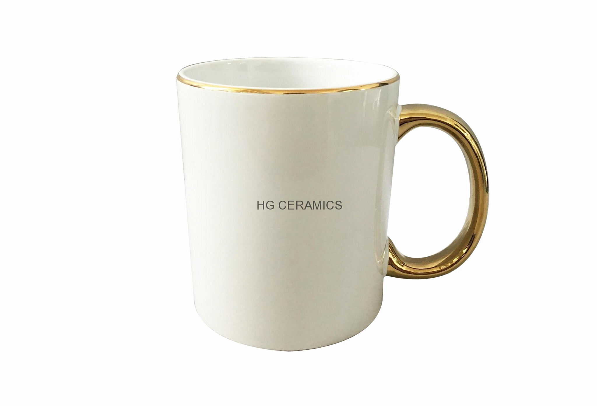 11oz Sublimation rim &handle gold color mug HG CERAMICS (China