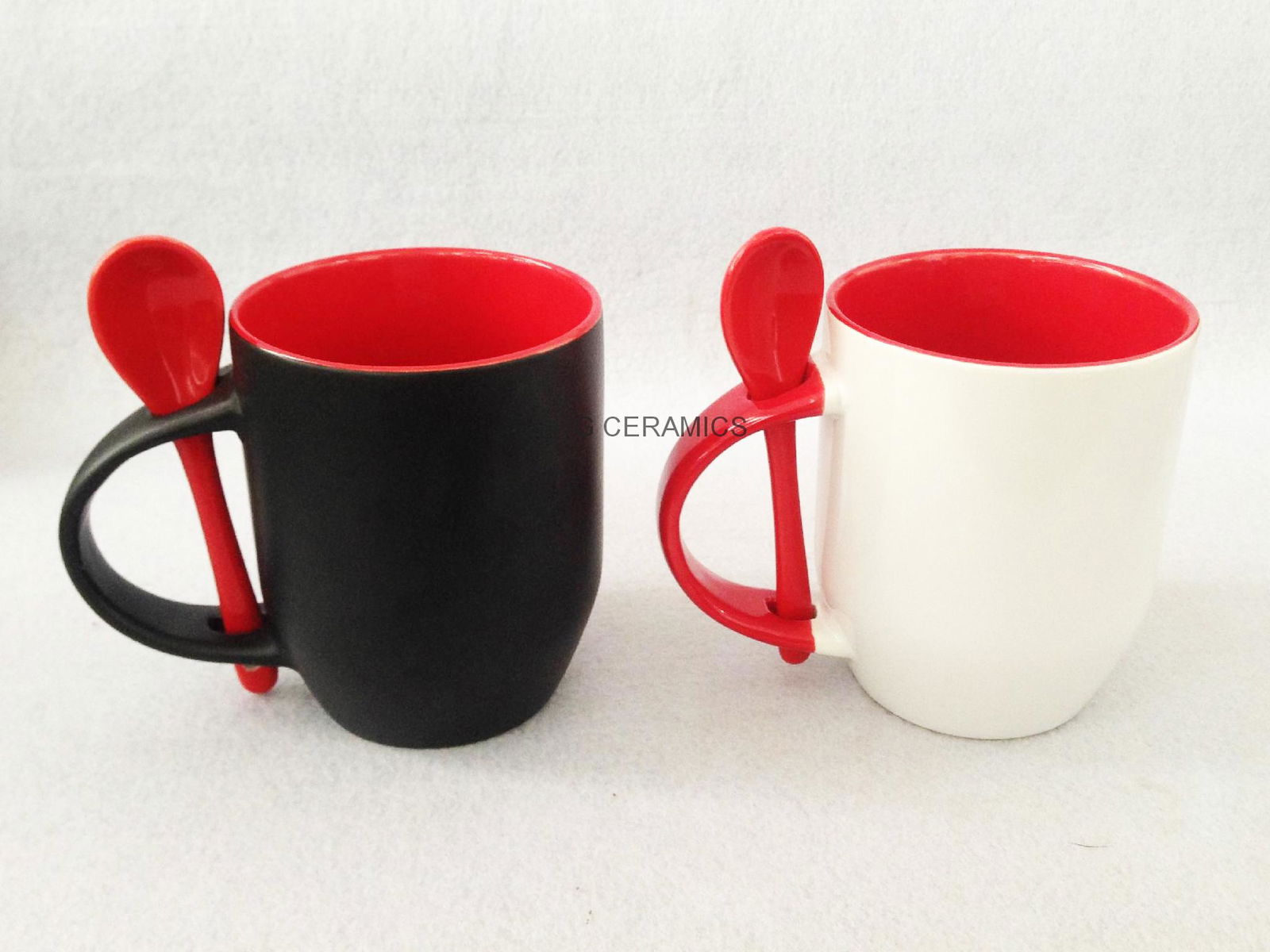 12oz inside color outside black matte finished  spoon mug 