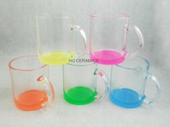  11oz clear glass mug with color bottom  