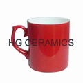 Red color change bone china mug ,Glossy