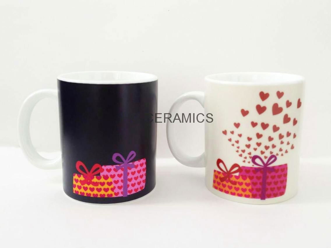 Magic mug , color change mug ,heart design color change mug  2