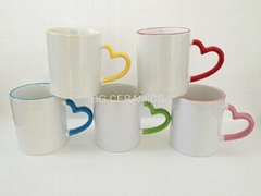 10oz  heart handle mug , inner & handle color 