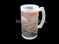inside clear  ,outside frosted ,16oz  glass mug 