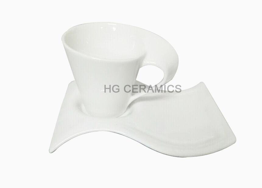 Lynmouth cup with saucer, porcelain coffee mug