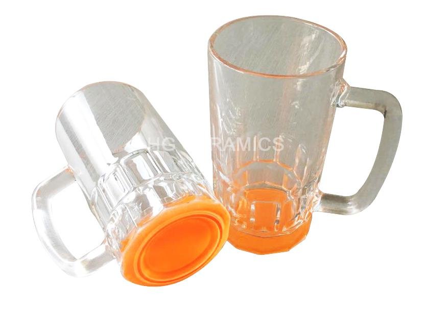 20oz Sublimation glass mug with color bottom  3