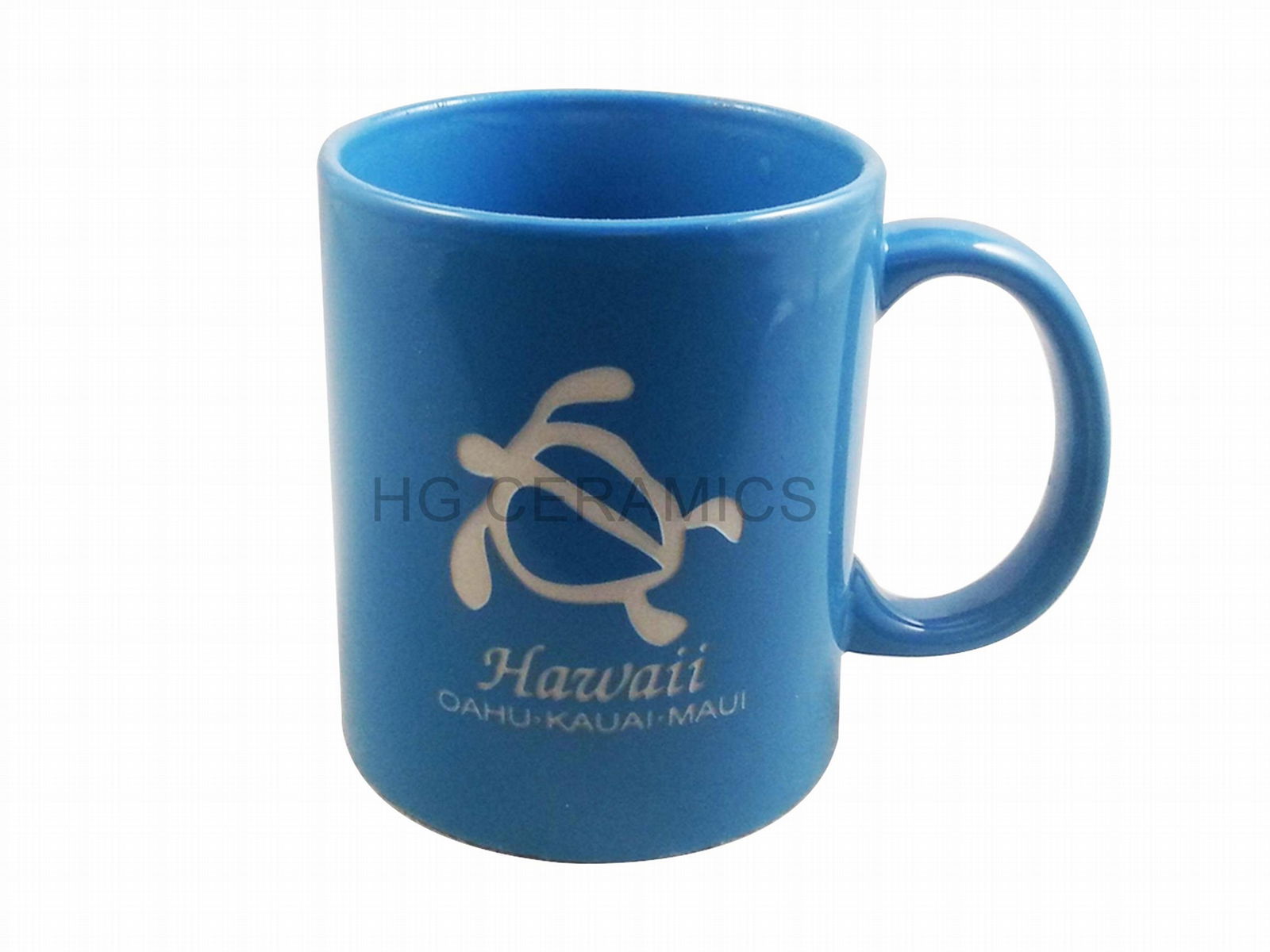 11oz light blue color  mug with laser logo  