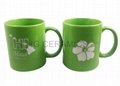 11oz green color  mug with laser logo  