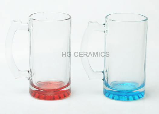 16oz Sublimation glass mug with color bottom