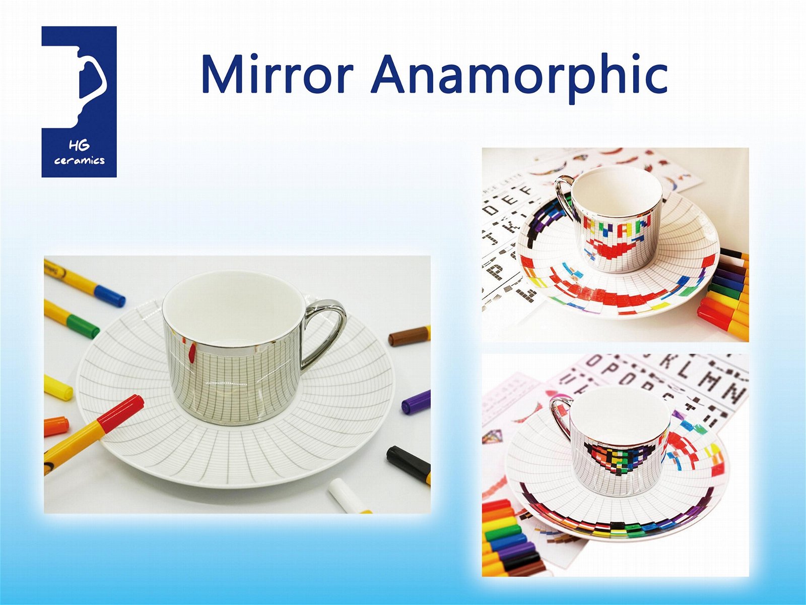 Mirror Anamorphic cup and saucer  2
