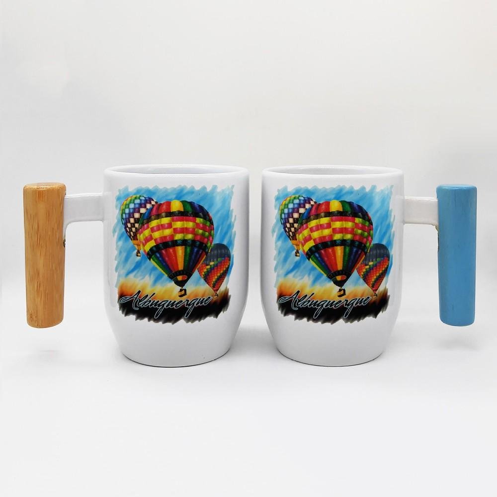 12oz sublimation mug with bamboo wood handle